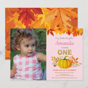 Invitation Citrouille Fille Automne Premier Anniversaire Pail