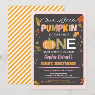 Invitation Citrouille fille premier anniversaire