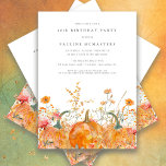 Invitation Citrouille Fleur sauvage Automne Aquarelle 40e ann<br><div class="desc">Les citrouilles d'automne sont nichés dans de délicats fleurs sauvages dorés et oranges pour créer une esthétique élégante. Tout le texte est éditable pour vous permettre de créer facilement votre propre humeur spéciale.</div>