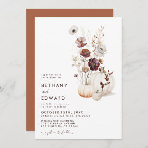 Invitation Citrouille  Fleur sauvage Boho Automne Mariage