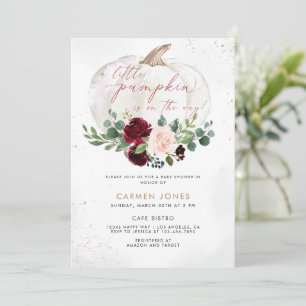 Invitation Citrouille floral Baby shower d'automne genre neut