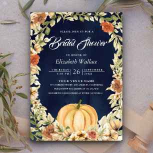 Invitation Citrouille Floral Terme de automne Marine Fête des