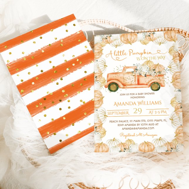 Invitation Citrouille Floral voiture Baby shower d'automne (Créateur téléchargé)