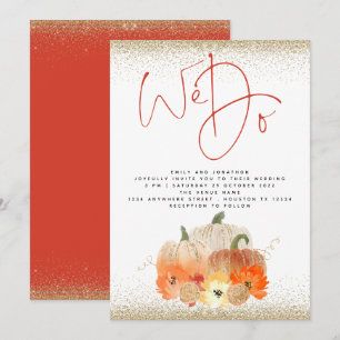 Invitation Citrouille Florals Gold Parties scintillant Nous f