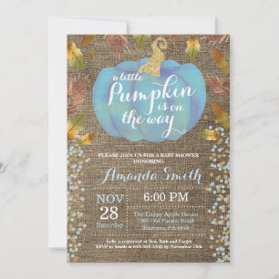 Invitation Citrouille Garçon Bébé Fête Prénatale Automne Pail