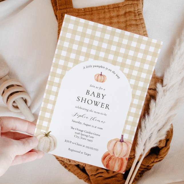 Invitation Citrouille Genre Neutre Baby shower Arch Invitatio (Créateur téléchargé)