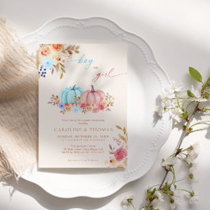 Invitation Citrouille Genre Révéler bleu rose