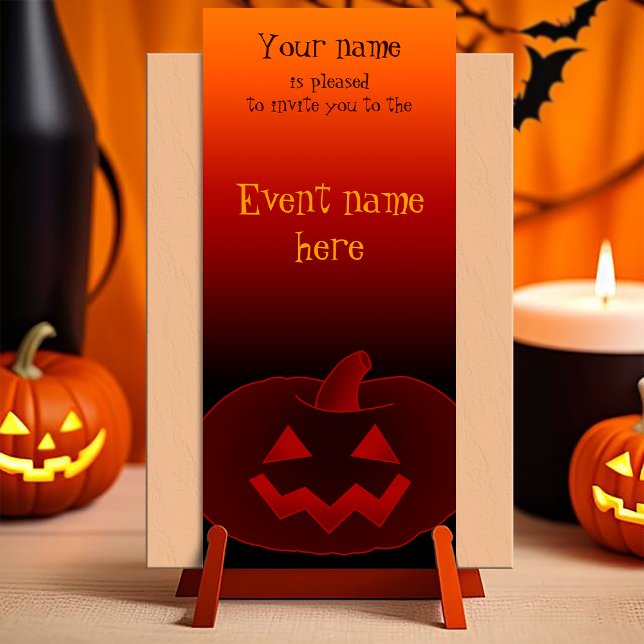 Invitation Citrouille Halloween 002 (Customizable invitation with the image of a scary smiling halloween carved pumpkin. )