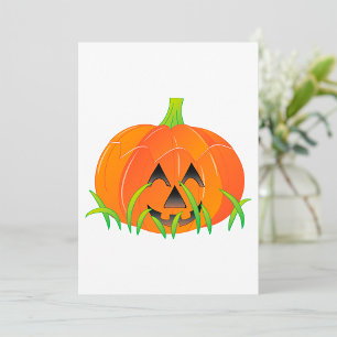 Invitation Citrouille Halloween en herbe
