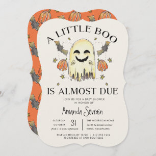 Invitation Citrouille Halloween Ghost Little Boo Baby shower