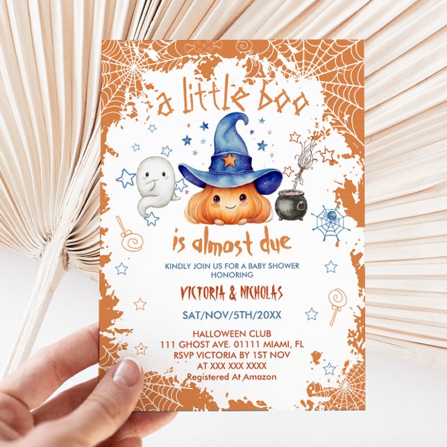 Invitation Citrouille Halloween Little Boo Baby shower (Créateur téléchargé)