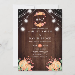 Invitation Citrouille Harvest Monogramme Autumn Lights Mariag