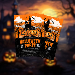 Invitation Citrouille Haunted House Halloween Parti