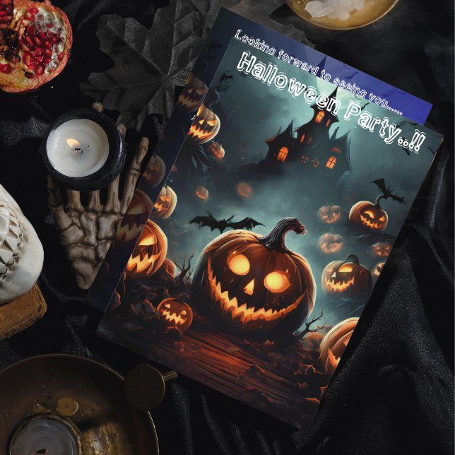 Invitation Citrouille Hells Halloween Party (Hells Pumpkin Head Halloween Party Invitation)
