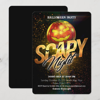 Invitation Citrouille Lanterne Boule Disco Halloween Nuit Eff