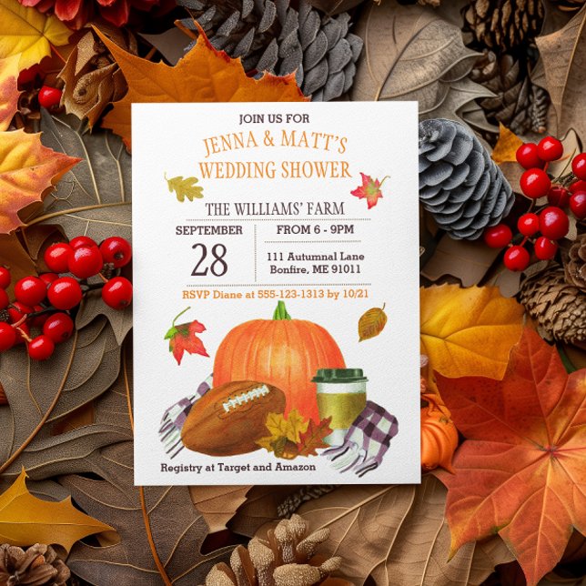 Invitation Citrouille Latte Football Marine Plum Wedding show (Créateur téléchargé)