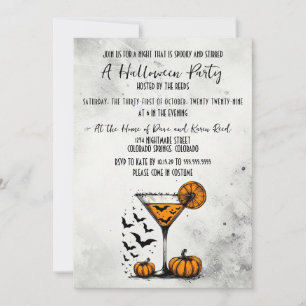 Invitation Citrouille Martini Halloween