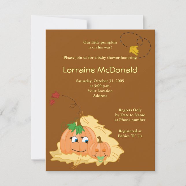 Invitation Citrouille mignon Automne Baby shower d'automne In (Devant)