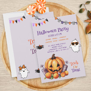 Invitation Citrouille moderne coloré Candy Kids Halloween Par