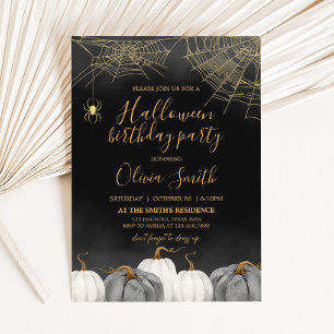 Invitation Citrouille moderne Spider Halloween fête d'anniver