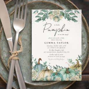 Invitation Citrouille neutre aquarelle Baby shower floral