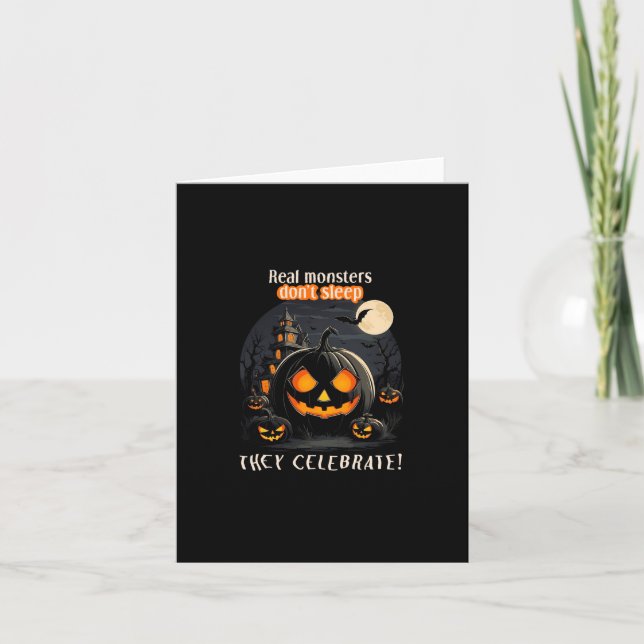 Invitation Citrouille noir d'Halloween (Devant)