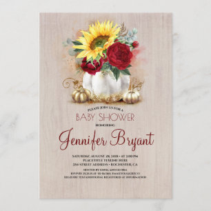 Invitation Citrouille or Floral Vase Rustique Baby shower de 