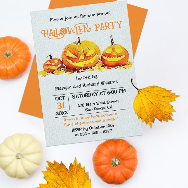 Invitation Citrouille Orange Feuilles d'Automne Fête d'Hallow (Créateur téléchargé)