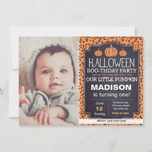 Invitation Citrouille Orange Halloween avec photo
