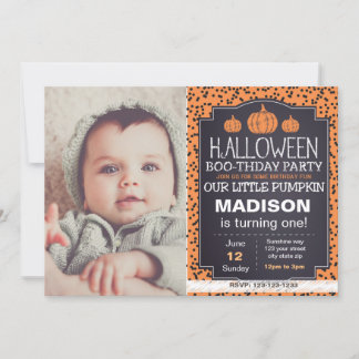 Invitation Citrouille Orange Halloween avec photo