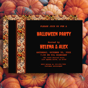 Invitation citrouille orange noir motif d'Hallowee