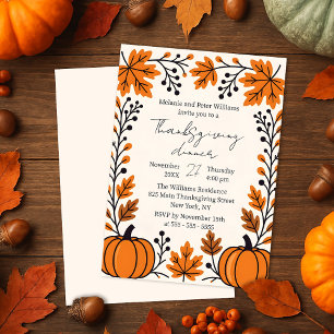 Invitation Citrouille orange rustique Feuilles d'automne Acti