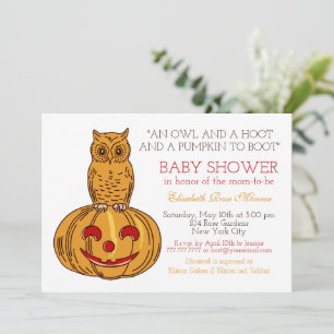 Invitation Citrouille Owl & En vichy Baby shower