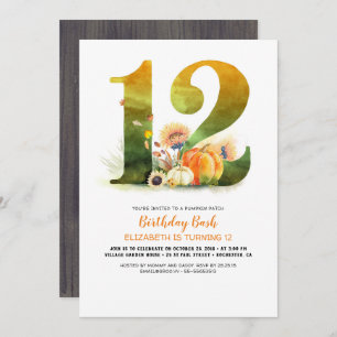 Invitation Citrouille Patch 12 Anniversaire Bash Fall Invitat