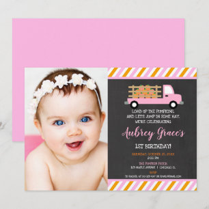 Invitation Citrouille patch 1er premier anniversaire photo de