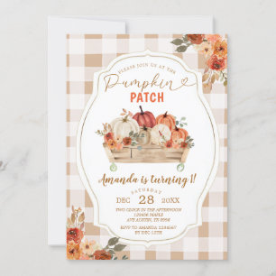 Invitation Citrouille Patch Automne En vichy Floral Premier A
