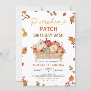 Invitation Citrouille Patch Automne Rustique Feuille Premier 