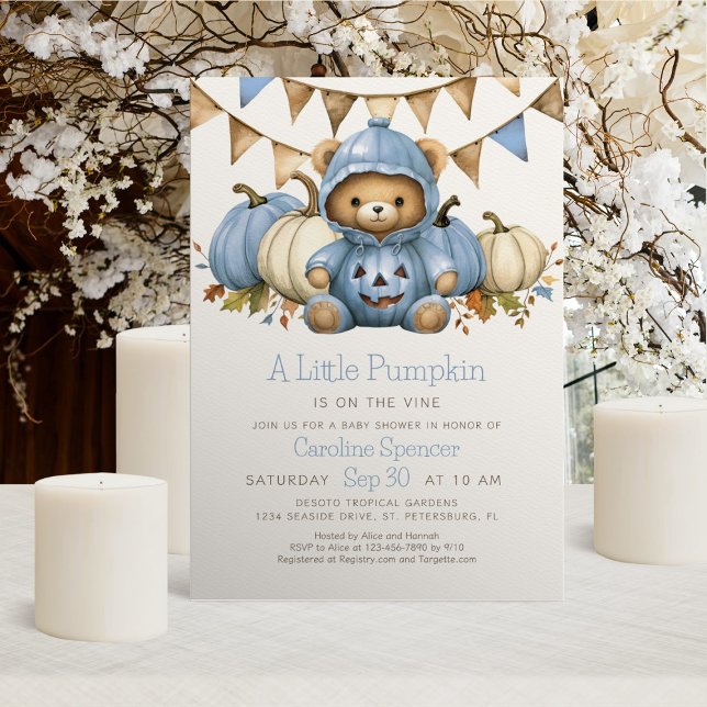 Invitation citrouille Patch Bear Baby shower (Créateur téléchargé)