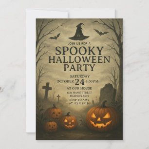 Invitation Citrouille Patch Éffrayant Halloween Party Invitat