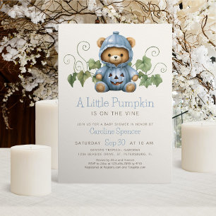 Invitation Citrouille Patch minimaliste Baby shower garçon