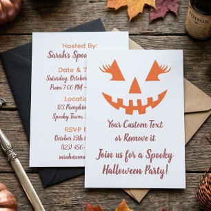 Invitation Citrouille personnalisée Jack O Lantern Halloween