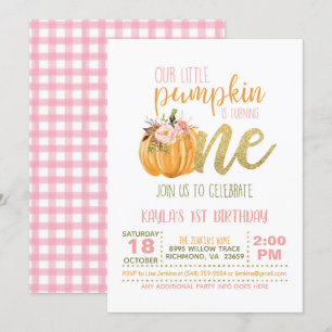 Invitation citrouille pour le premier anniversaire