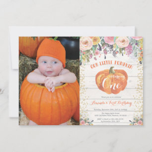 Invitation Citrouille Premier anniversaire Floral