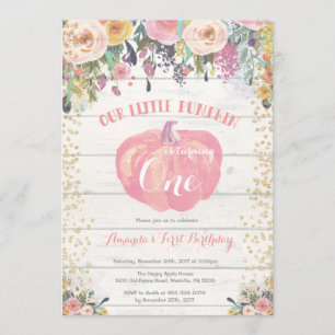Invitation Citrouille Premier anniversaire Floral