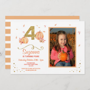 Invitation Citrouille QUATRE Anniversaire 4e Automne Invitati