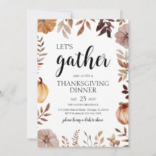 Invitation Citrouille Rassemblons Thanksgiving Party
