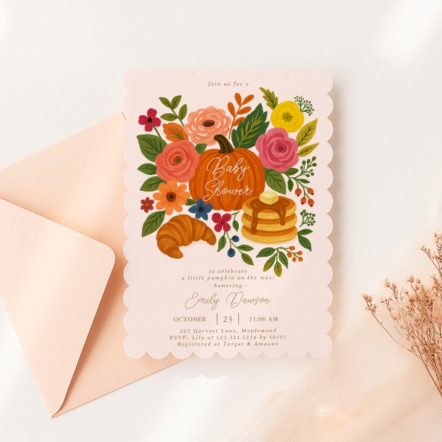 Invitation Citrouille rose Baby shower saint (Créateur téléchargé)