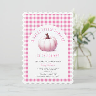 Invitation Citrouille rose En vichy Plaid Baby Girl Baby show