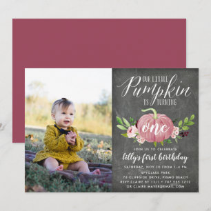 Invitation Citrouille Rose Personnalisée Photo d'anniversaire