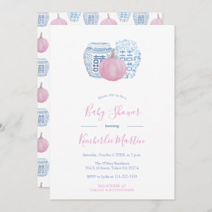 Invitation Citrouille rose Preppy Little Girl Baby shower